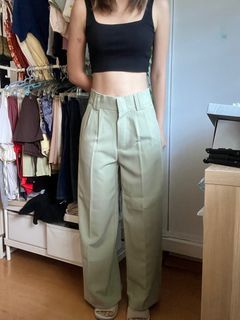 Sage green straight cut baggy pants