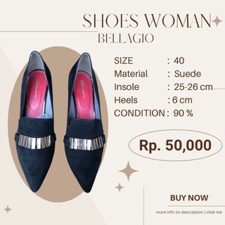 SEPATU WANITA - SEPATU HEELS WANITA - HITAM SUEDE - ORIGINAL BELLAGIO