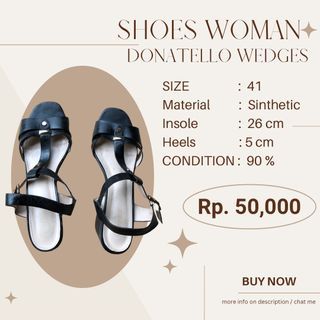 SEPATU WANITA - SEPATU WEDGES WANITA HITAM - ORIGINAL DONATELLO