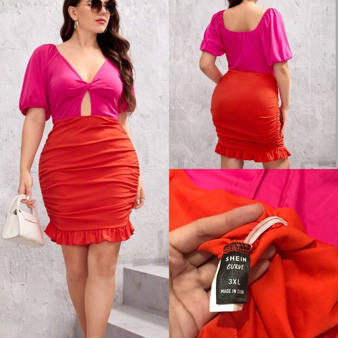 SHEIN CURVE 2XL RED BODYCON SEXY DRESS, Women's Fashion, Dresses & Sets,  Dresses on Carousell
