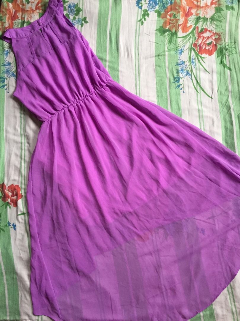 Sixties - Purple long back dress (Category: Dresses) located in Cainta. Submitted by EBN4444 (Listing ID 1212095602, Image 2). Description: Kindly refer on the photo for the size. Reason for selling: Included on a package from US but seldom using it. Another photo of the item will be sent before packing it showing the flaws, with that customer can only request a return for items damaged in transit and it must be supported by a video while opening