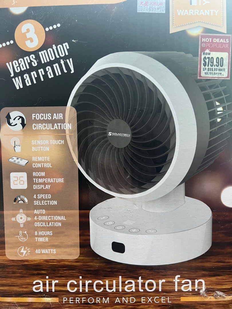 Soundtec electronic table fan with remote control, Furniture & Home