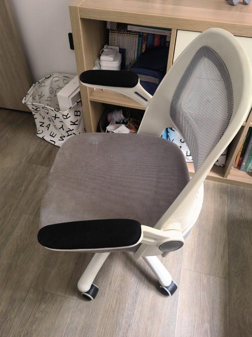 study chair grey adjustable arm rest and height, Furniture & Home Living, Furniture, Chairs on