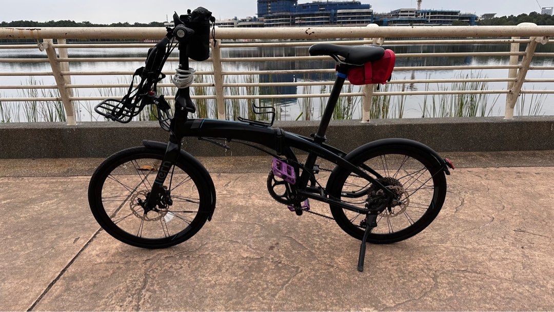 Tern Verge P10 Folding Bike Black With Front Tern Rack And