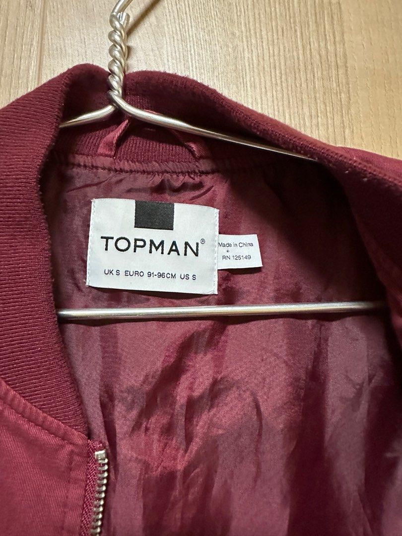 Topman Burgundy Cotton Bomber Jacket