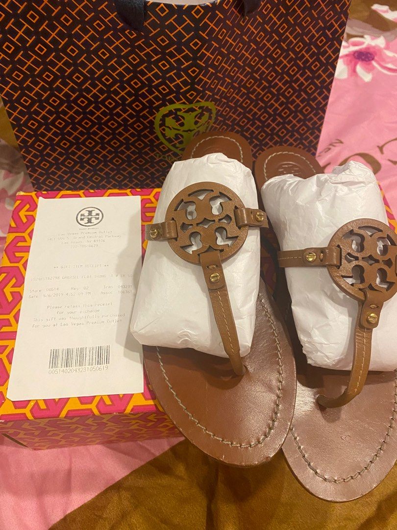 Tory Burch Gabriel Flat thong Veg leather Royal Tan