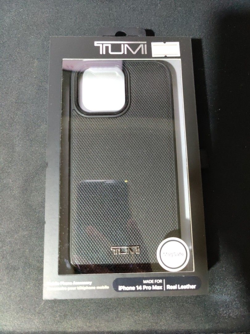 Tumi black plain leather case for iphone 14 pro max, Mobile Phones