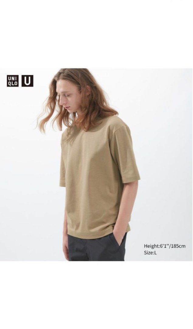 u airism cotton crew neck oversized half sleeve t shirt