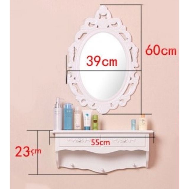 Wall mounted Dressing Table with mirror and 2 drawers, Furniture & Home