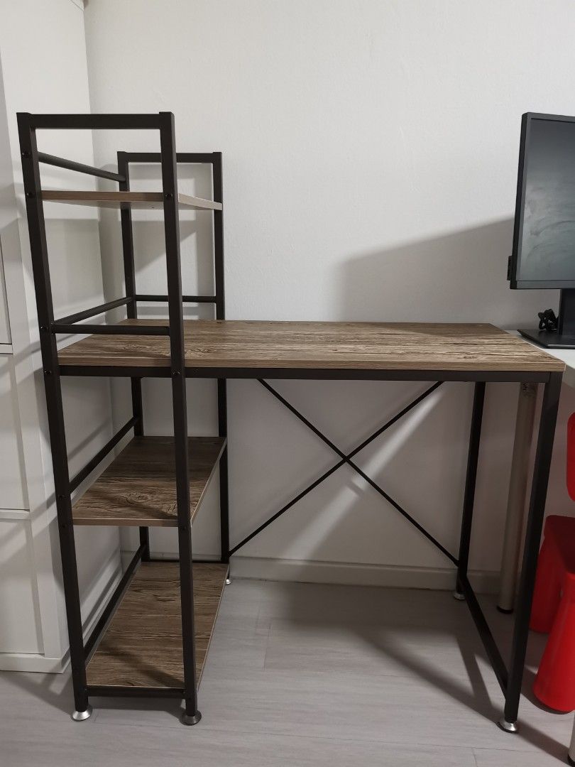 Work desk with rack, Furniture & Home Living, Furniture, Tables & Sets ...