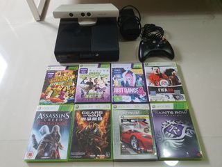 Xbox 360 with Kinect, controller, games