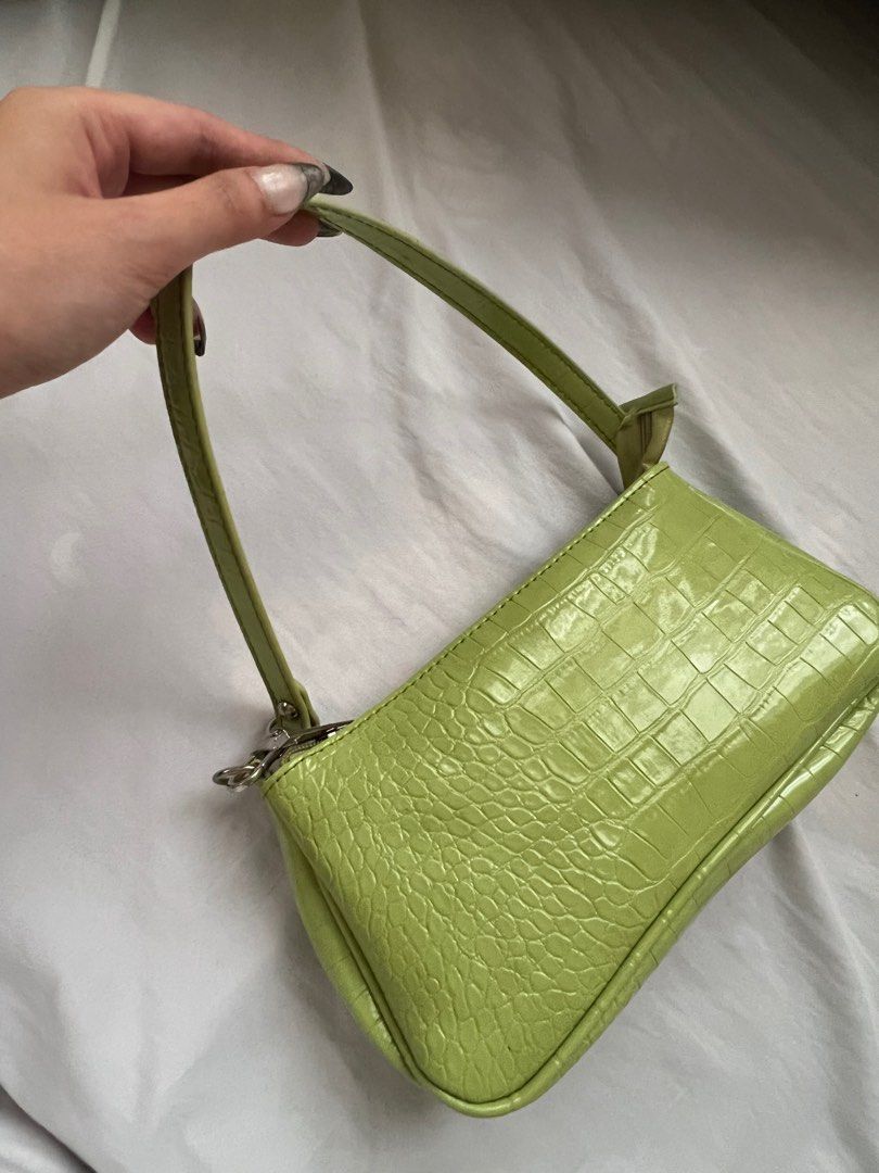 y2k lime green baguette bag