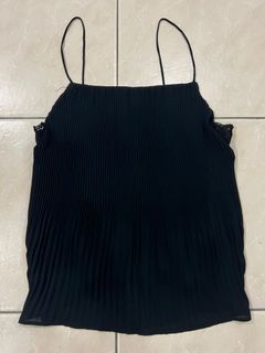 Zara Pleated Camisole With Lace Back Strip Size S