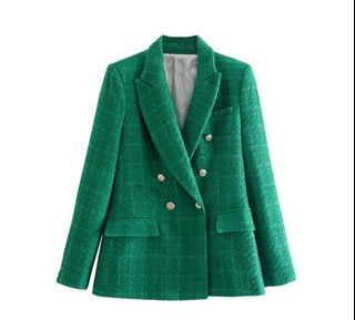Zara-like Jacket Blazer Green Vintage Longsleeve