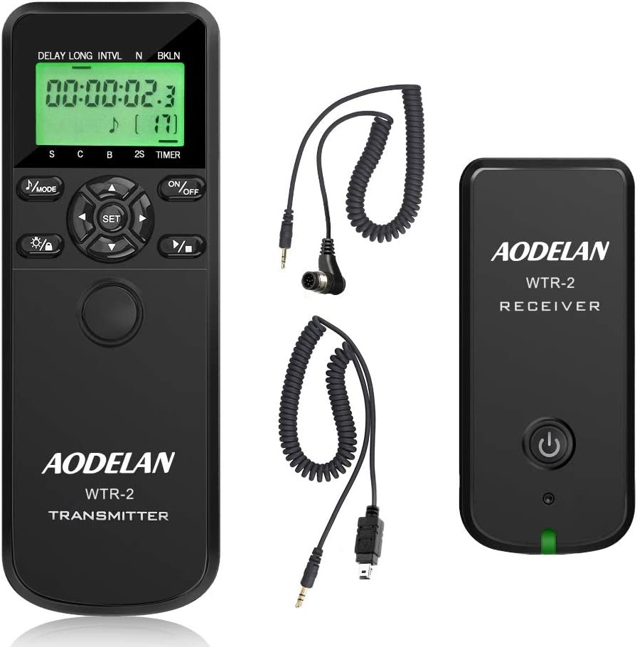 2616) AODELAN WTR2 Wireless Shutter Release Timer Remote Control for