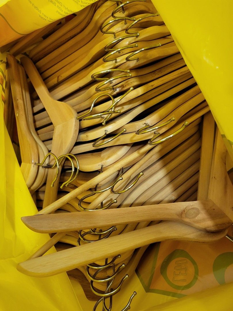 44 pieces IKEA Wooden Hangers, Furniture & Home Living, Home Improvement & Organisation, Hooks