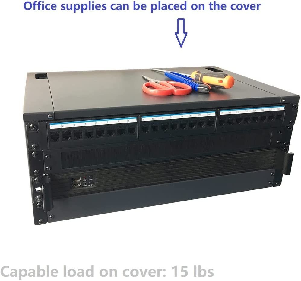 4U Rack / Wall Mount Patch Panel Bracket with Top Cover (12 inches deep ...