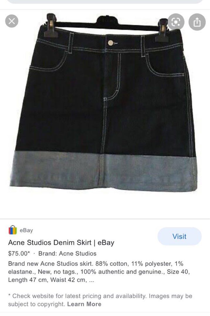 ACNE STUDIOS DENIM MINI SKIRT (Category: Skirts) located in Baguio. Submitted by goodfinds_baguio (Listing ID 1096365133, Image 3). Description: SIZE 27-28.