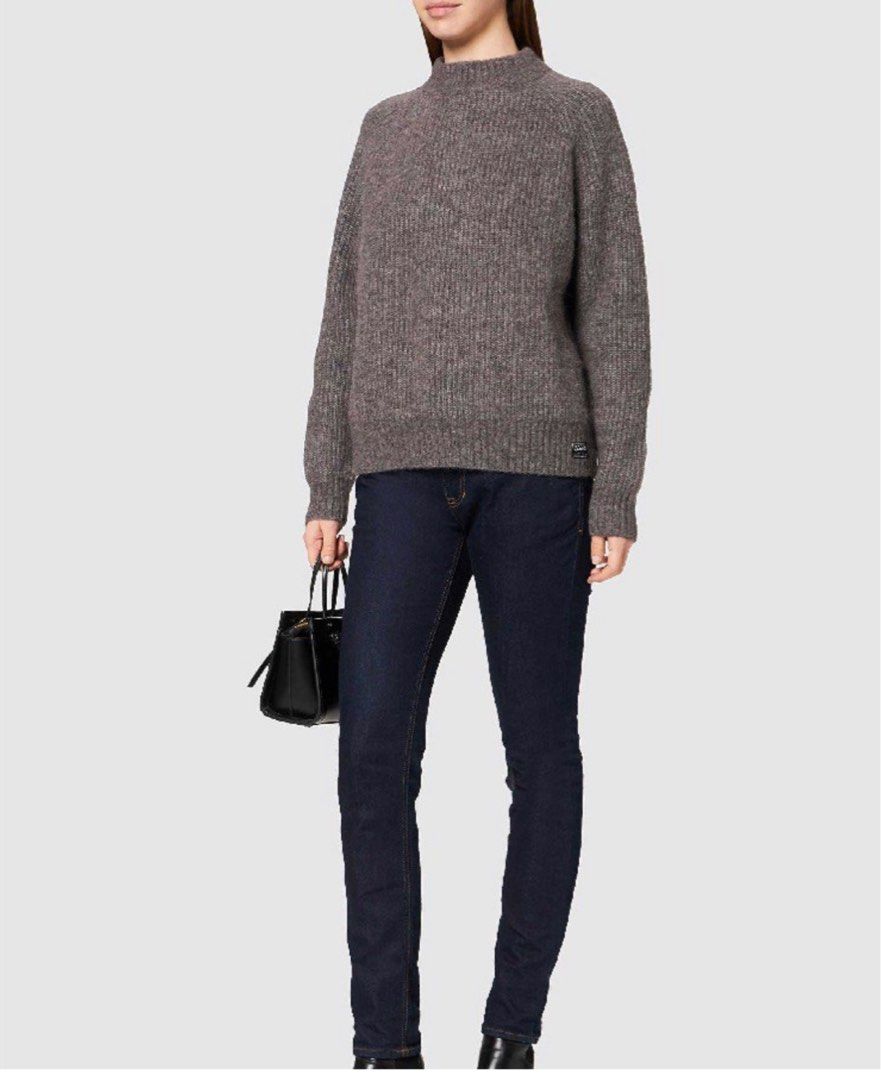 ANN1763 uniqlo women L size knit sweater uniqlo longsleeve dark