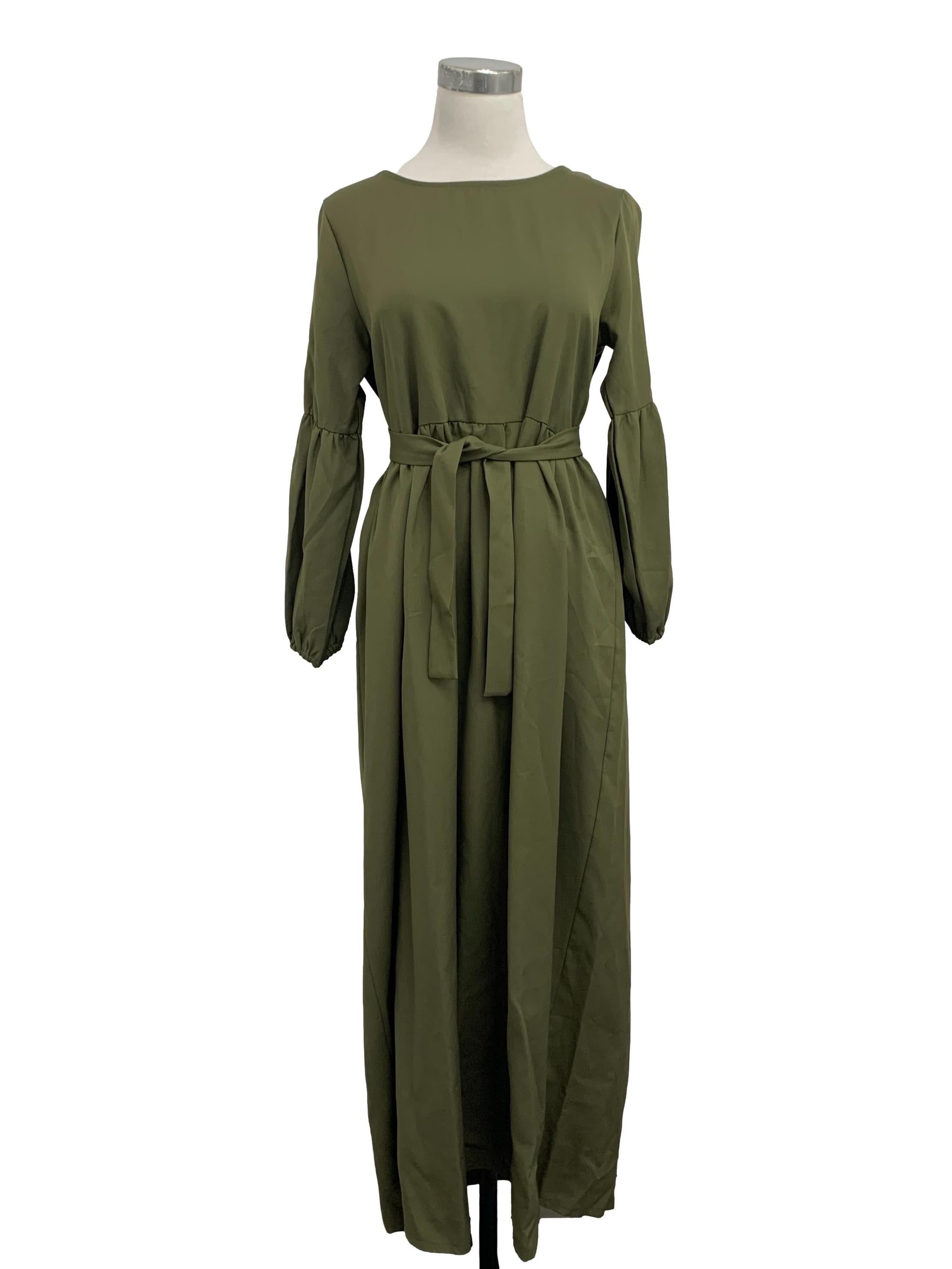 Olive green long sleeve maxi dress Clearance