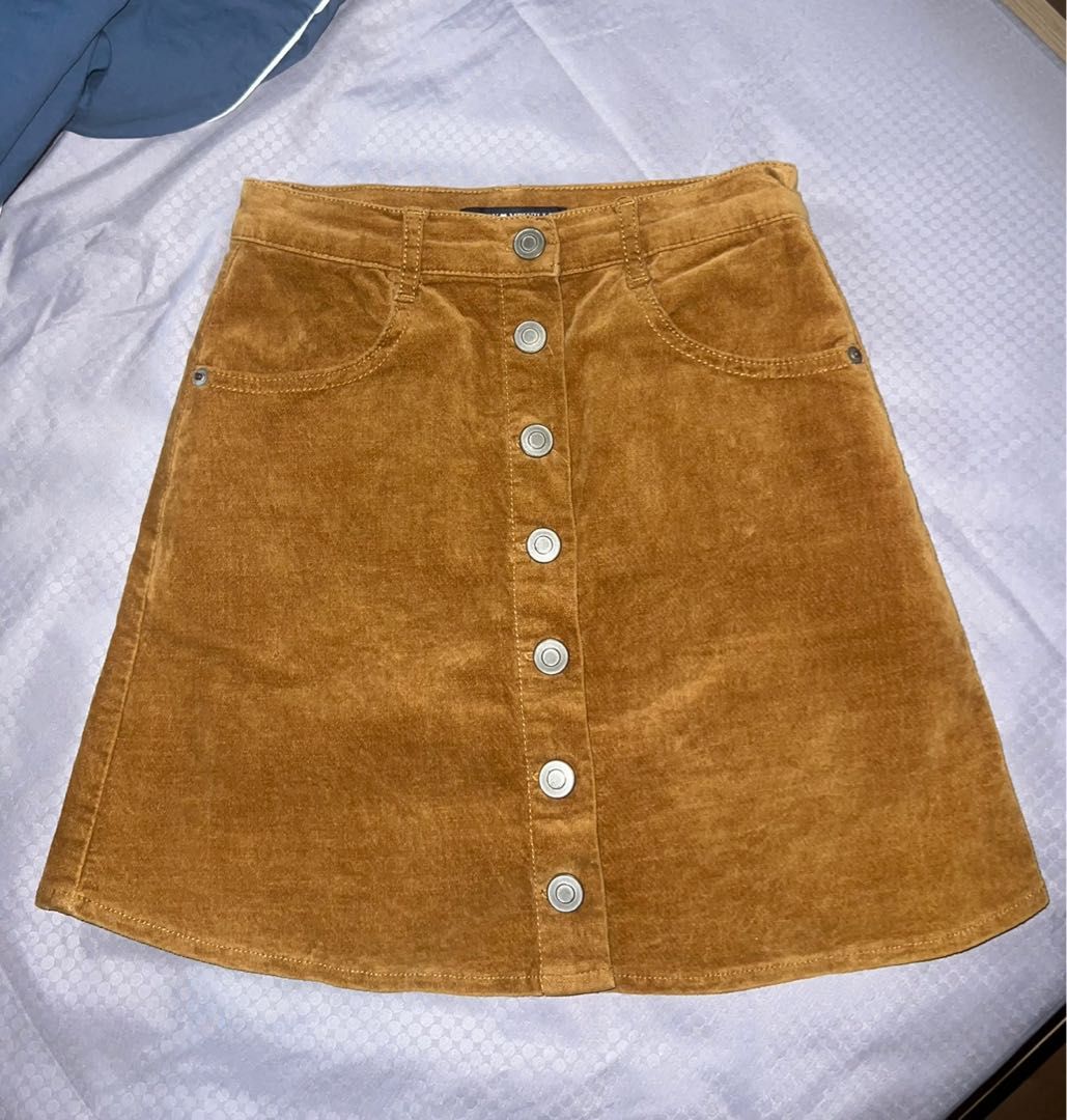 Brown corduroy button up skirt online