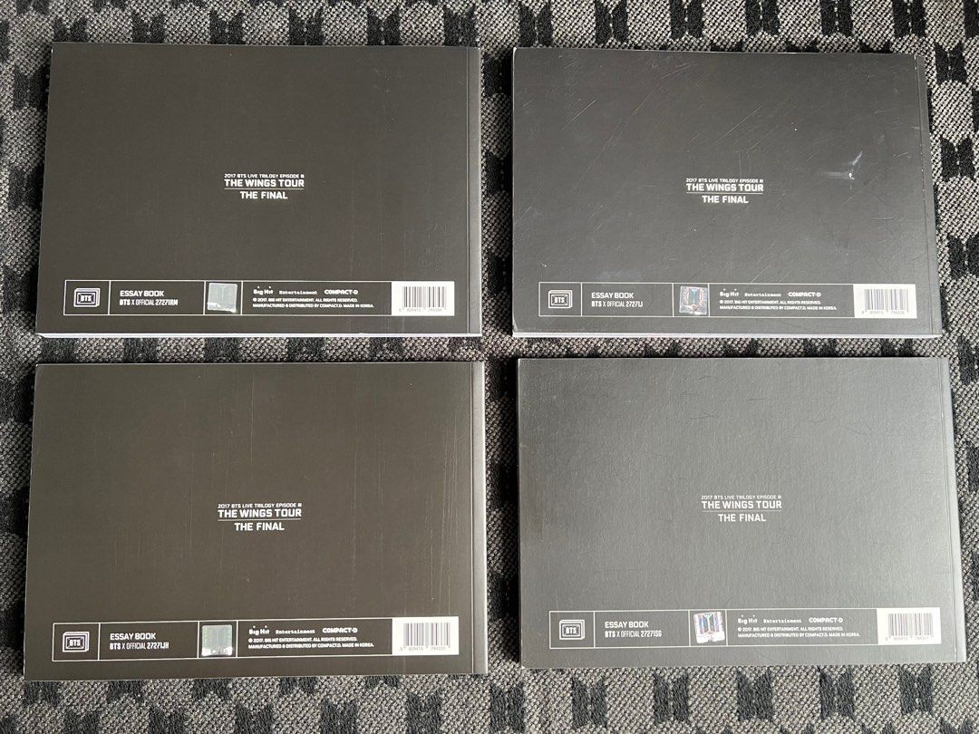 BTS Wings Tour Essay Book Set (Category: K-Wave Merchandise) located in Quezon City. Submitted by blueside_ (Listing ID 1207226775, Image 2). Description: on hand selling as a set unsealed no rpc showing signs of wear and tear mop: bpi/gash mod: ggx/sdd.