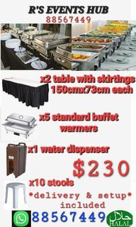 Buffet trays,water disapensers,rice tub...