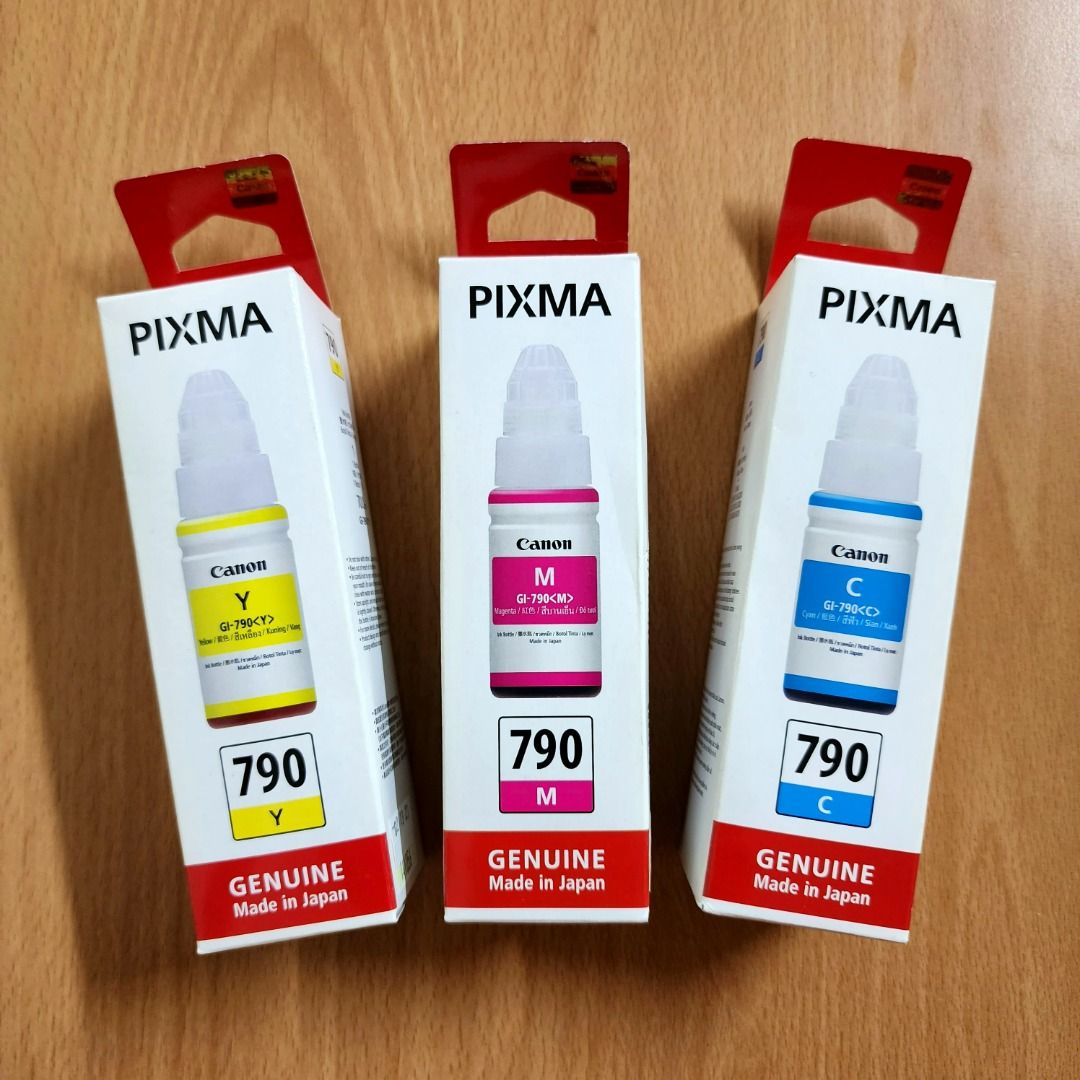 Canon Original GI 790 Ink Color and Black Bundle (Cyan, Magenta, Yellow