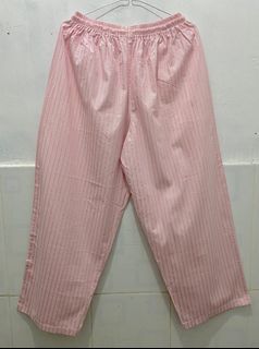 Celana panjang stripe katun kulot pink