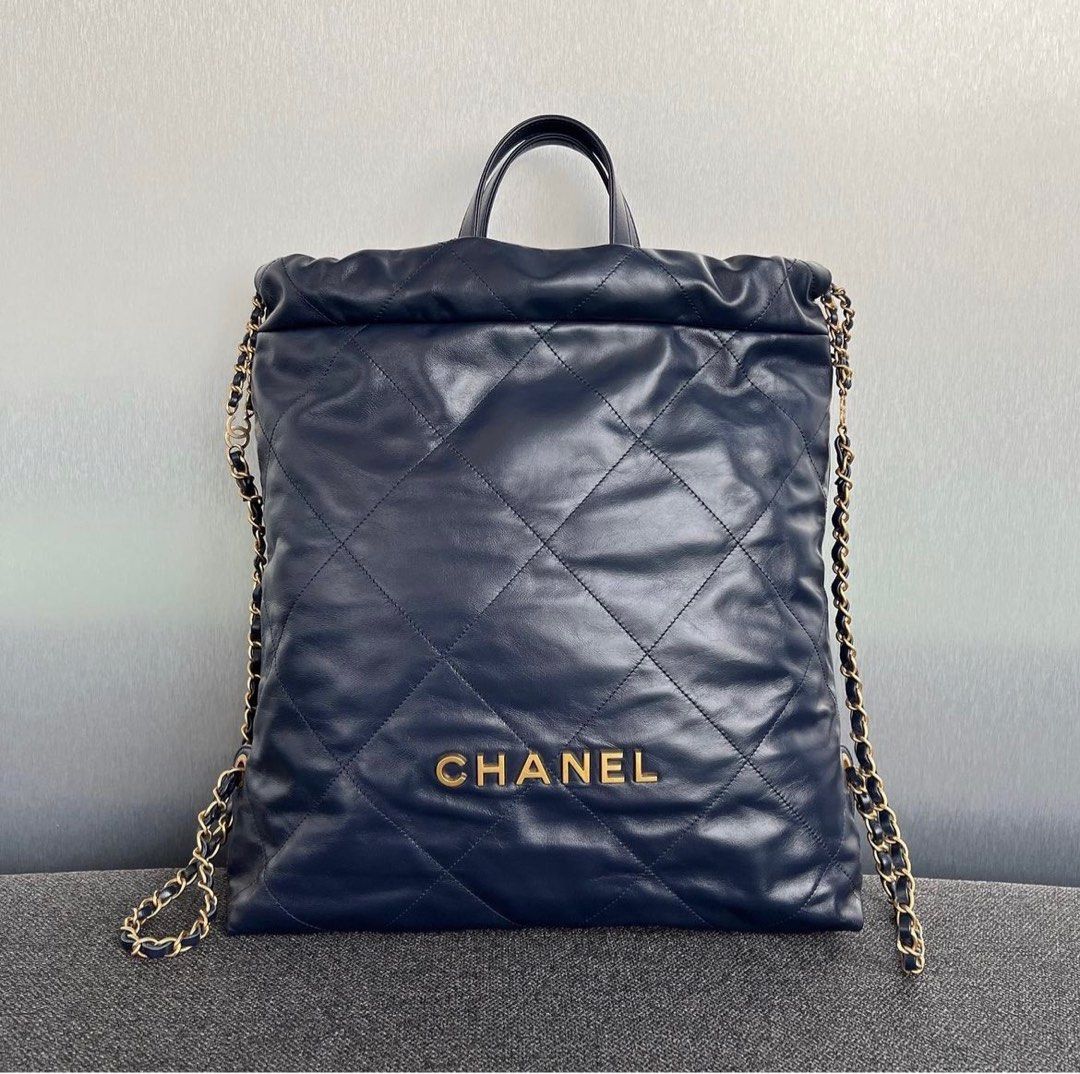 Chanel 22 Tote / Backpack Blue Ghw, Luxury, Bags & Wallets on Carousell