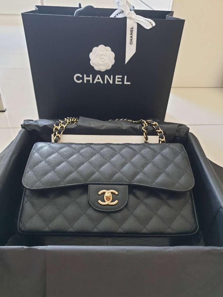 Chanel CF LARGE CLASSIC HANDBAG - Grained Calfskin & Gold-Tone Metal Black,  Luxury, Bags & Wallets on Carousell