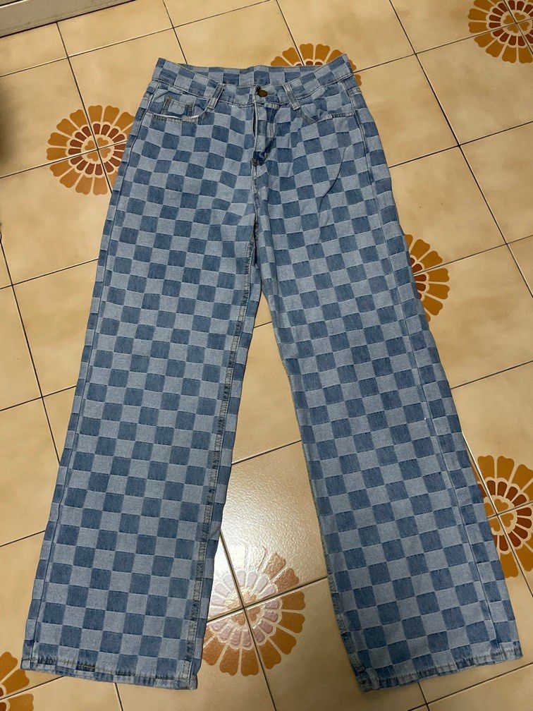 Checkered jeans womens sales