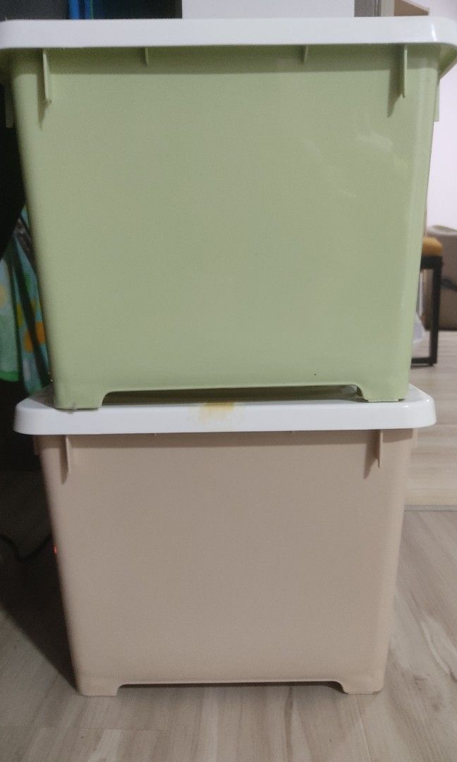 Container boxes (Category: Shelves, Cabinets & Racks) located in Singapore. Submitted by snumer.040813 (Listing ID 1200983059, Image 3). Description: Selling 2 storage containers can stack up as shown. Free pink basket . pick up @650110. Bukit Batok MRT can be considered too. Thanks.