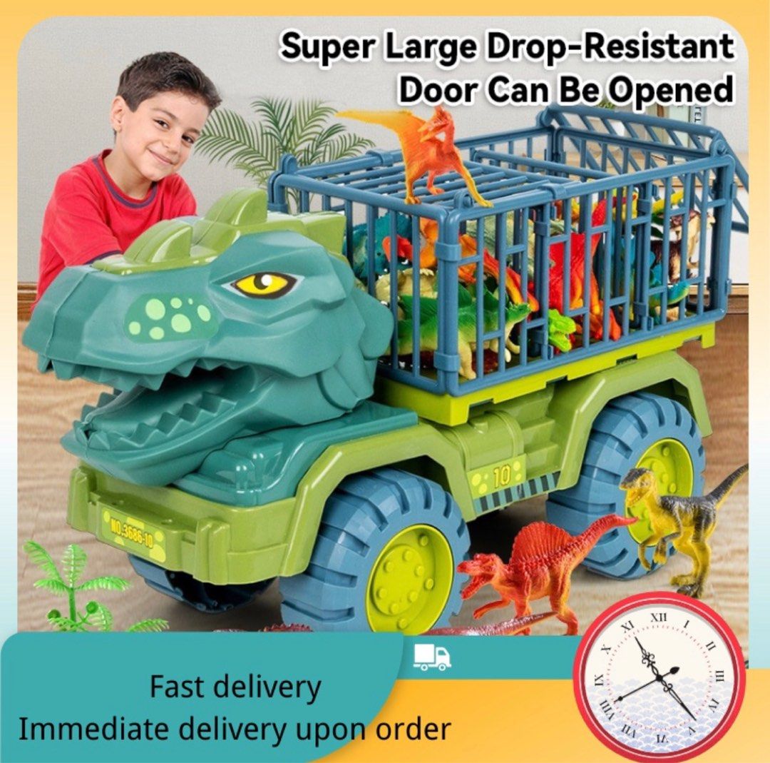 Dinosaur Transport Truck Playset, Large Size Tyrannosaurus Vehicle Carrier Car Toys for Kids,you