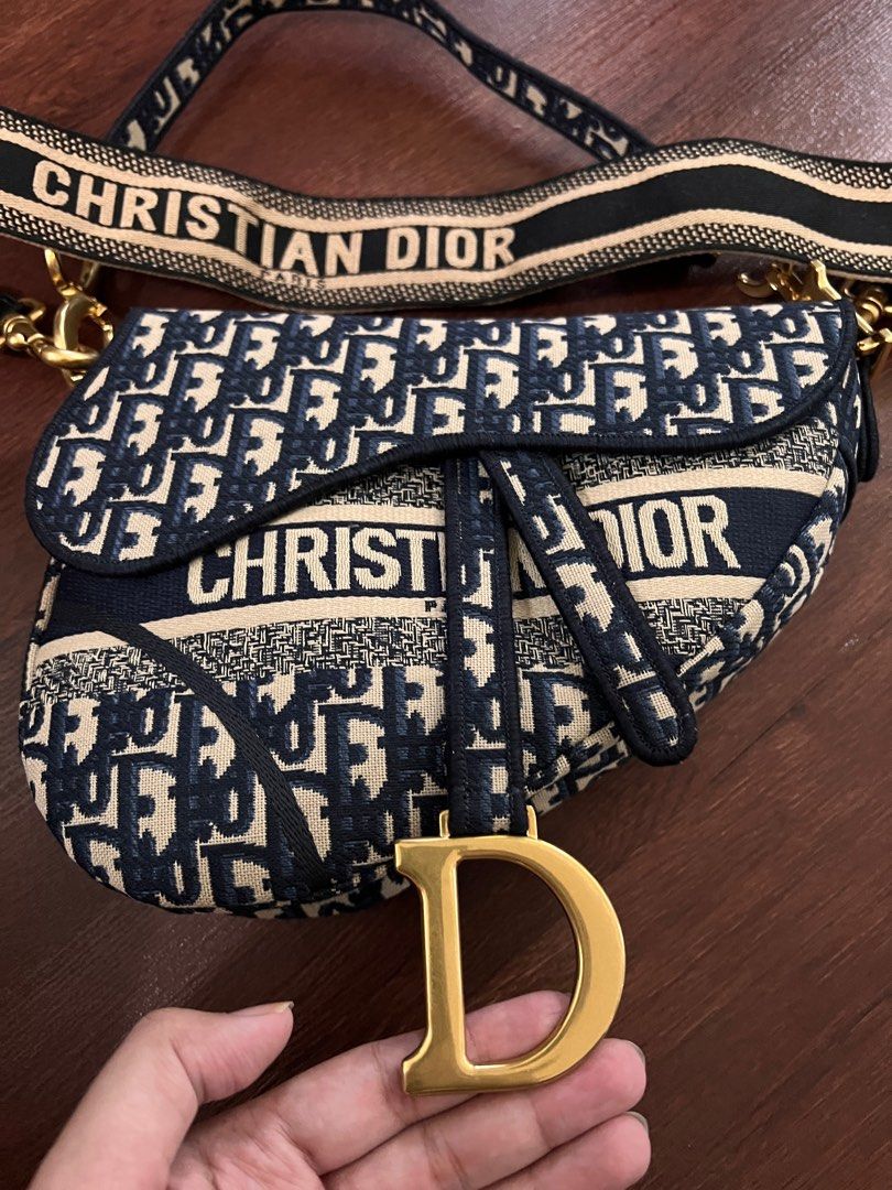 DIOR SADDLE BAG NAVY, Fesyen Wanita, Tas & Dompet di Carousell