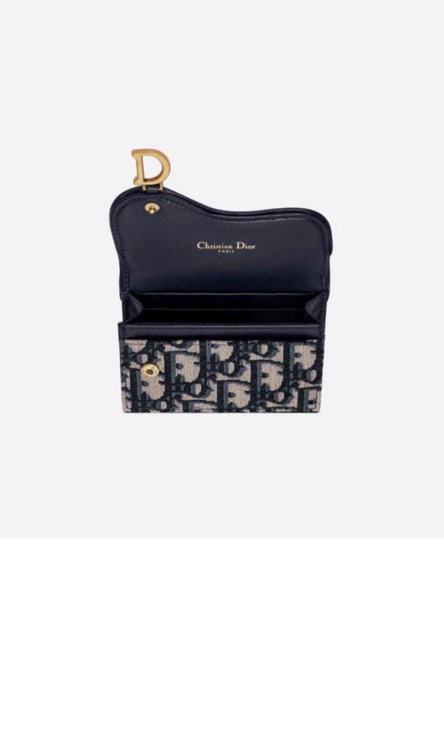 Dior Saddle Flap Card Holder (black oblique), Women's Fashion, Bags