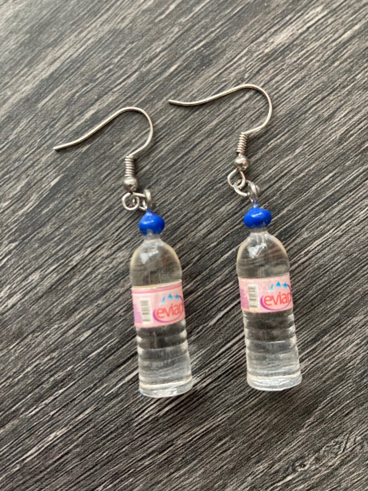 Evian water earrings outlet