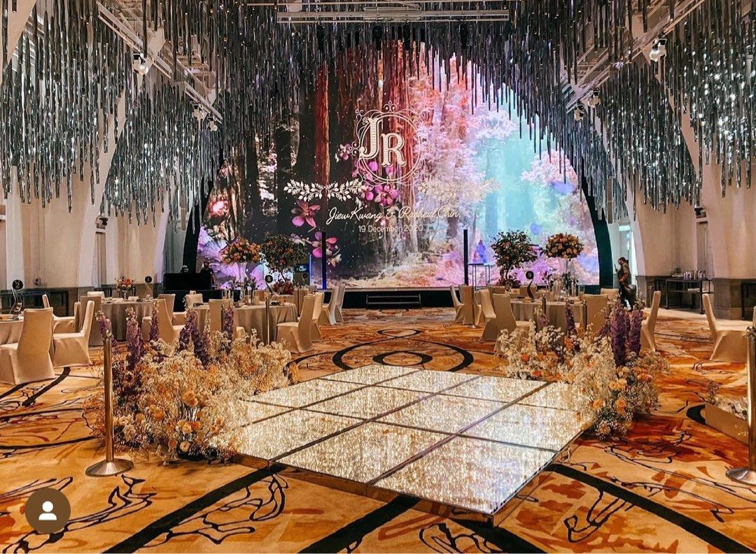 Fairylights platform aisle and fairylights dancefloor wedding ballroom ...