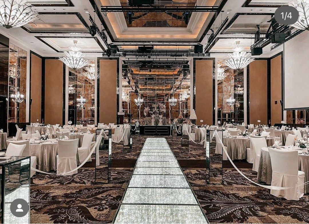 Fairylights platform aisle and fairylights dancefloor wedding ballroom ...