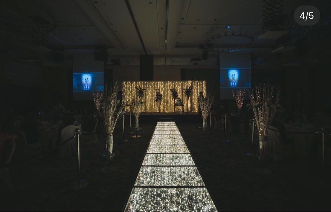 Fairylights platform aisle and fairylights dancefloor wedding ballroom ...