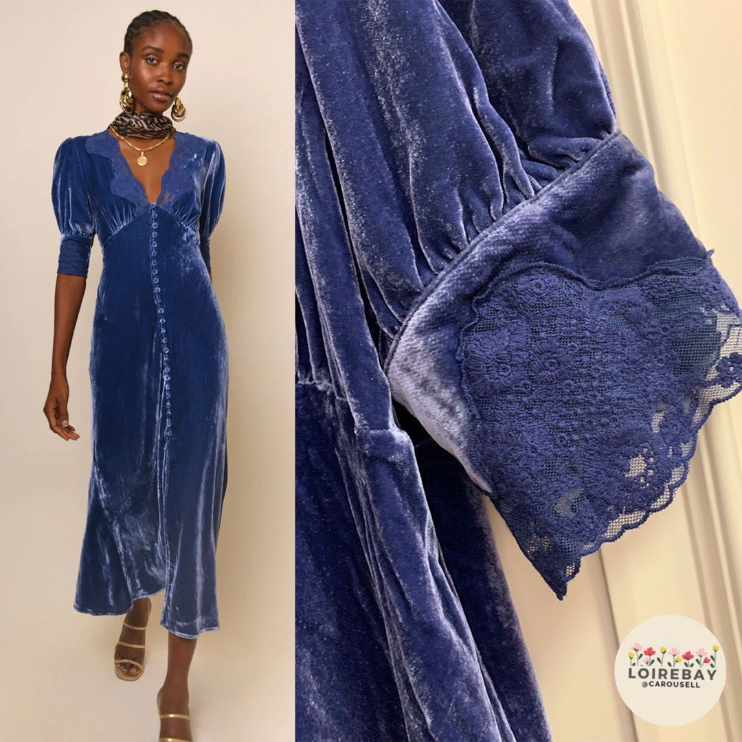 Few RIXO Simone steel blue silk blend maxi dress zadie