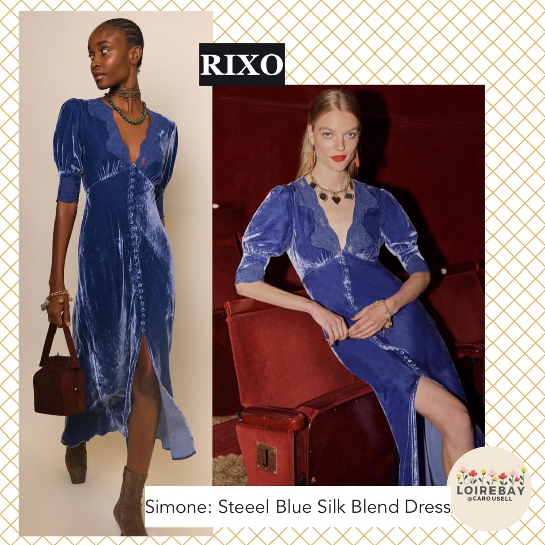 Few RIXO Simone steel blue silk blend maxi dress zadie Women s Fashion Dresses Sets Dresses on Carousell
