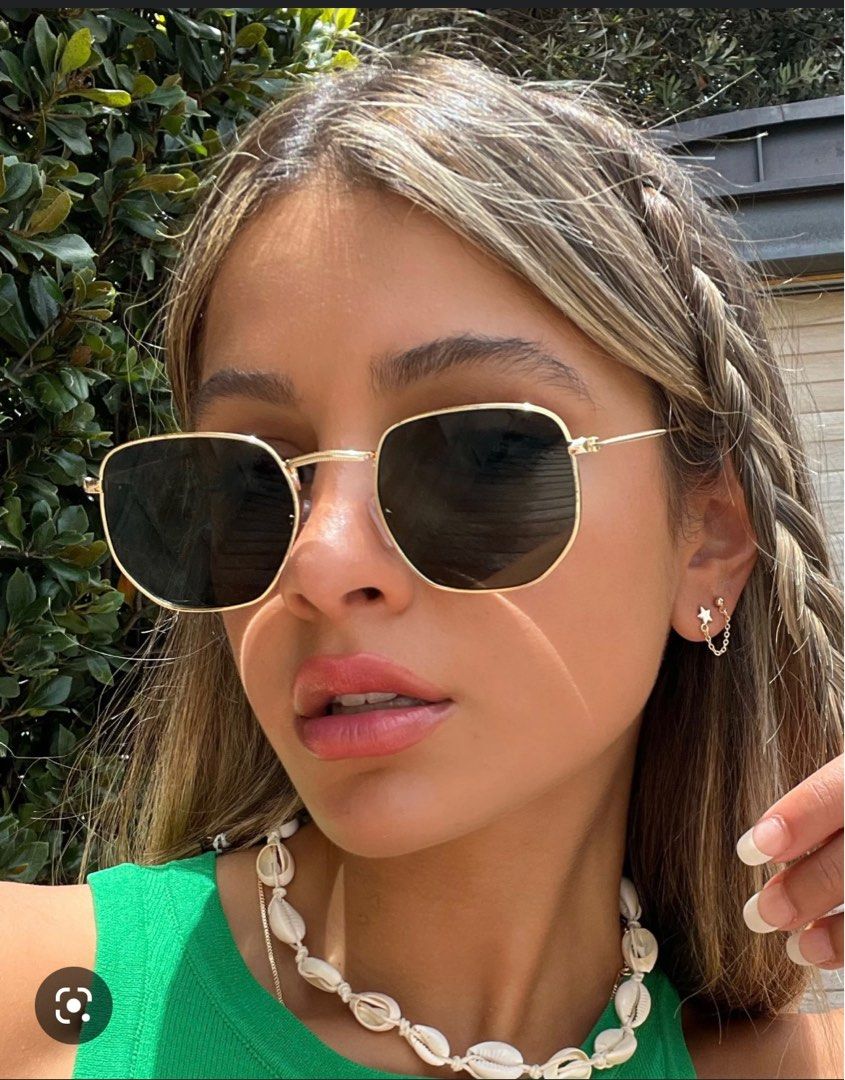 Gold sale hexagon sunglasses