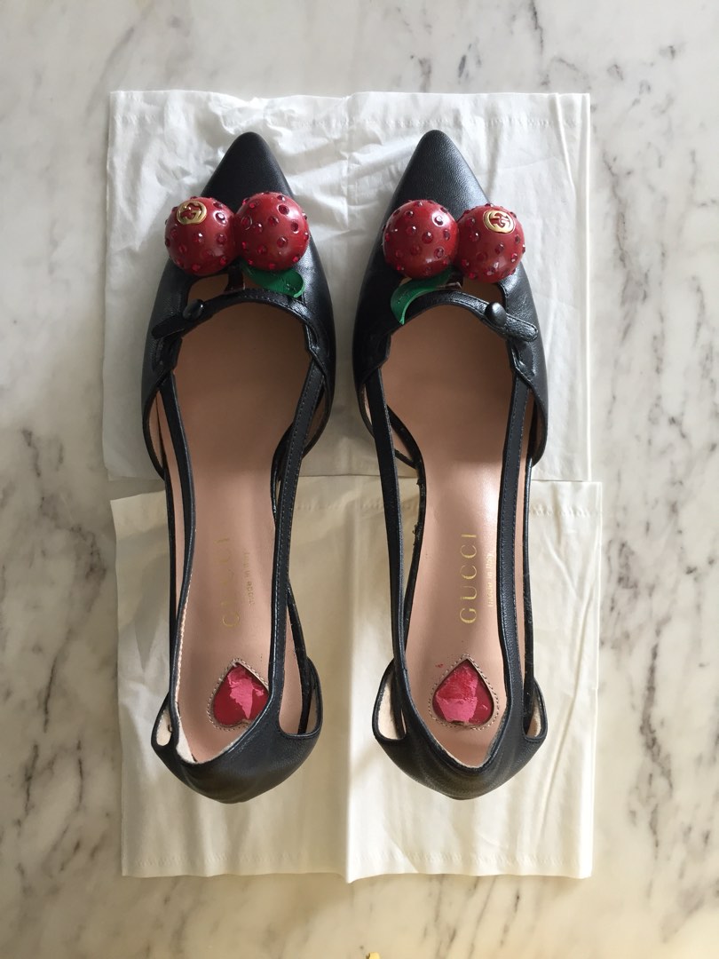 Gucci Nappa Unia Cherry Shoes , Luxury, Sneakers & Footwear on Carousell