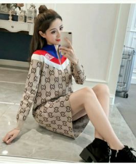 Gucci Monogram Knitted High Neck Dress