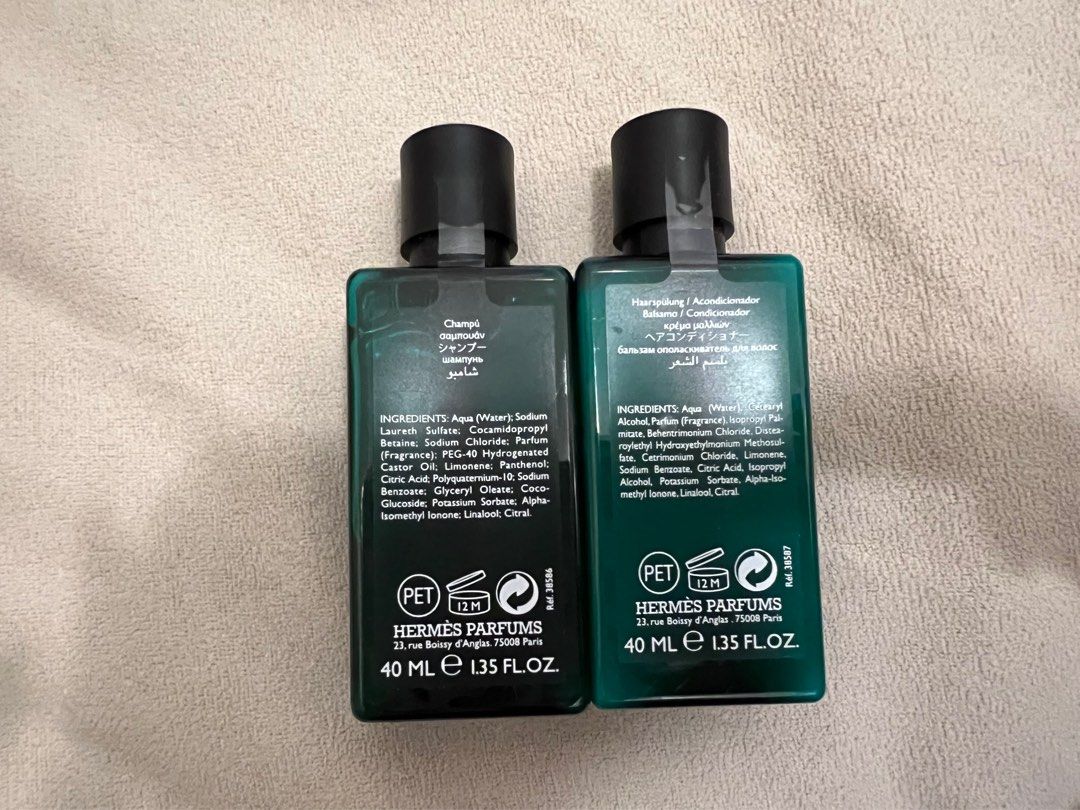Hermes shampoo and conditioner, 美容＆化妝品, 沐浴＆身體護理, 沐浴及身體護理 身體護理 Carousell