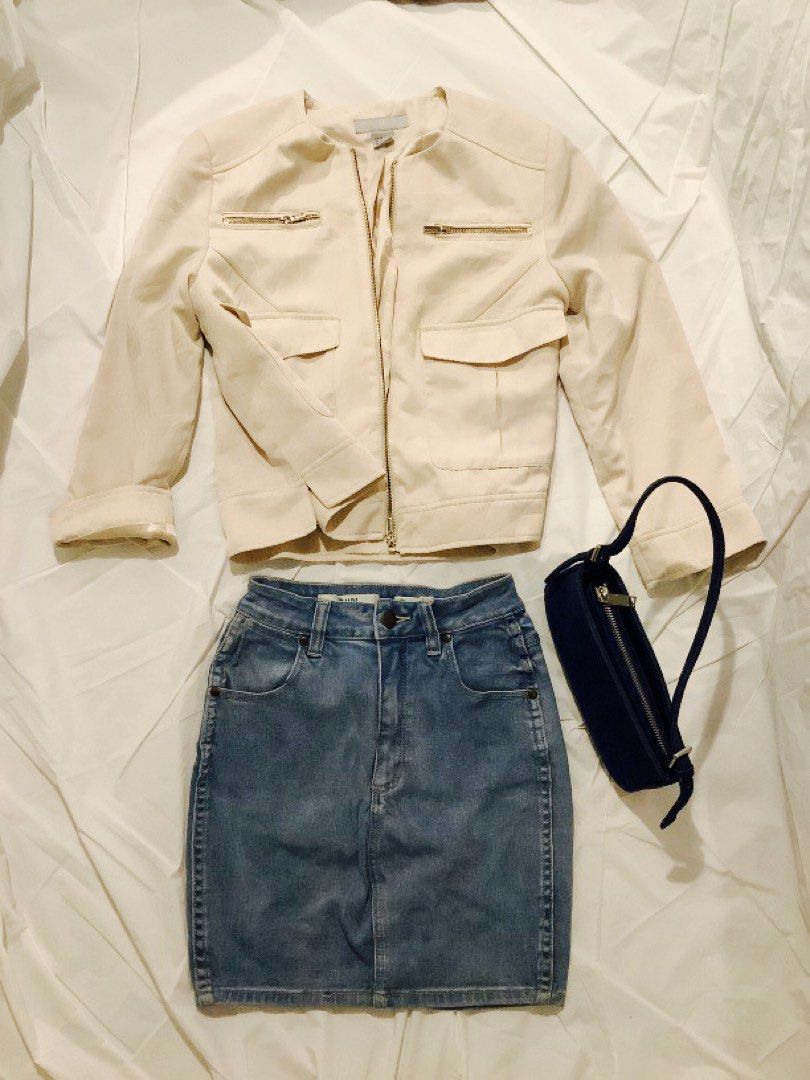H&M nude bomber jacket, Women's Fashion, Coats, Jackets and Outerwear