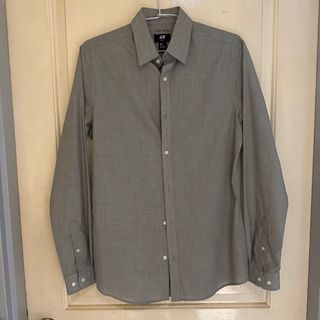 H&M男裝灰色長袖襯衫 (size: s)
