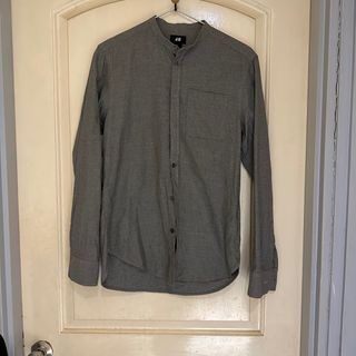H&M男裝灰色長袖襯衫 (size: xs)