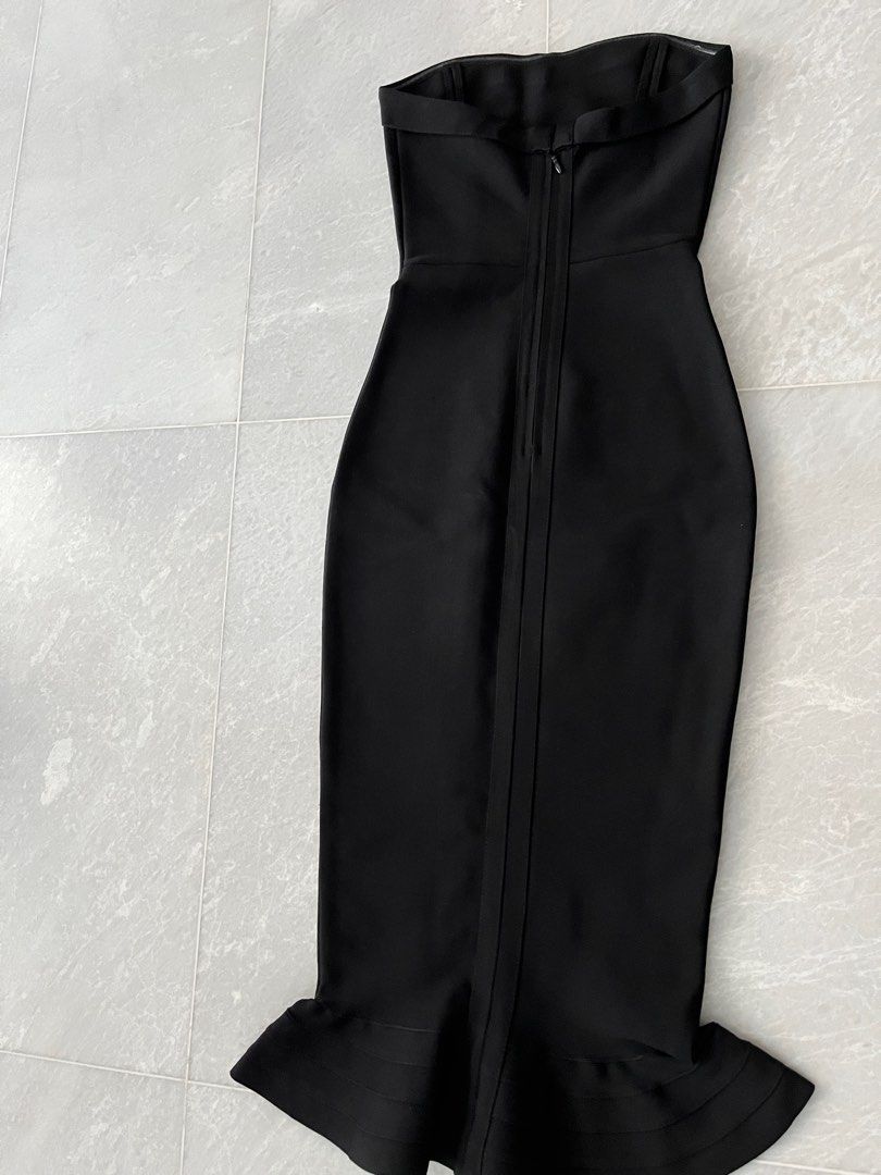 House of CB XS 6 Fabritzia black strapless mermaid midi dress, Women's